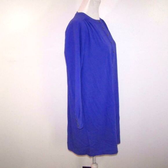 Ann Taylor Loft Womens Small Shirt Style Dress Purple Long Sleeve Stretch Flowy - Picture 5 of 7